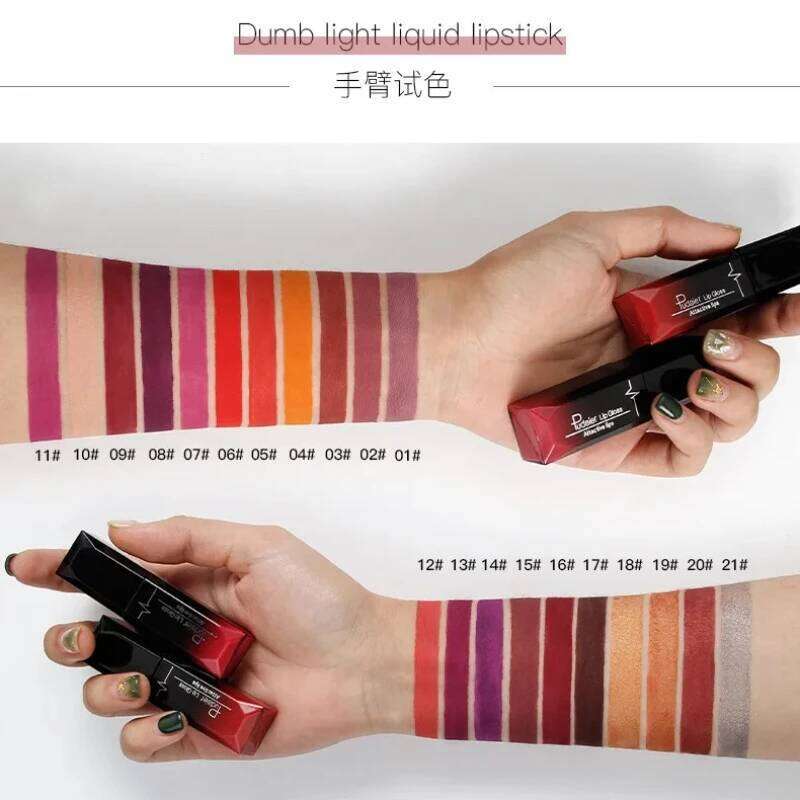 12 Colors Matte Liquid Lipstick Lipgloss Pink Orange Contour Lipliner Wood Nude gloss Lip stick Makeup Set P1200# H260302