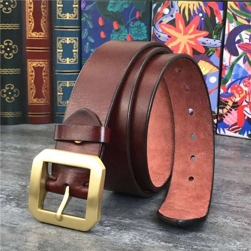 Solid Brass Buckle Super Thick Genuine Male Ceinture Men Leather Waist Belt Man Strap MBT0013 S260228