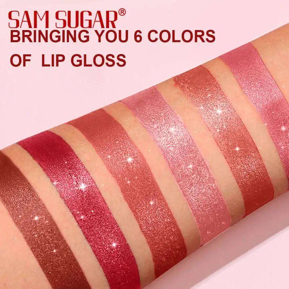 6pcs Diamond Pink Lipstick Set Chocolate Brown Metallic Glitter Long Lasting Shimmer Pearl Sparkling Lip Gloss Makeup H260302