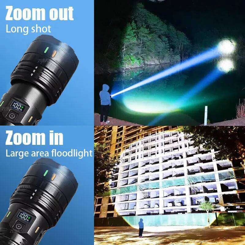 30000000LM High Power LED Flashlight Most Bright Tactical Torch Rechargeable Portable Light Long Shot 5000M Camping Hunting Lamp Z260301