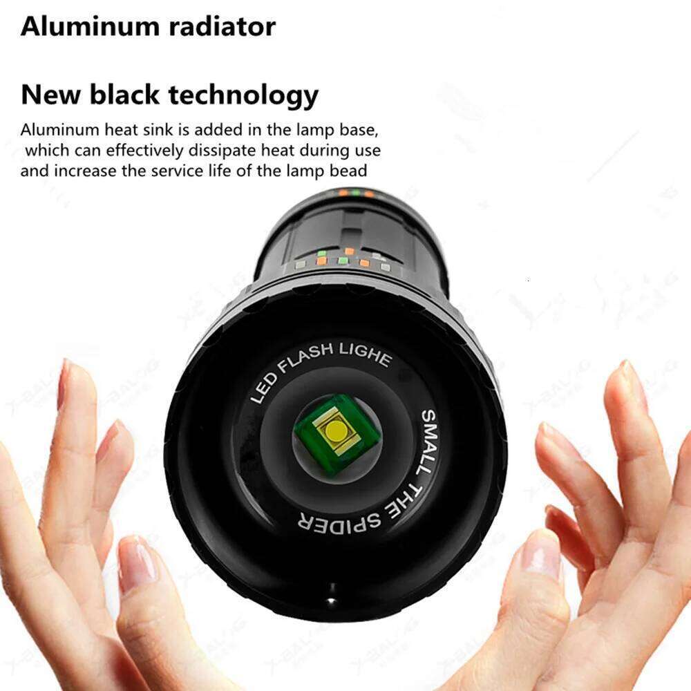 High Power Spotlight Long Range LED Charging Zoomable Flashlight With Glow Display Function 1500m For Camping Z260301