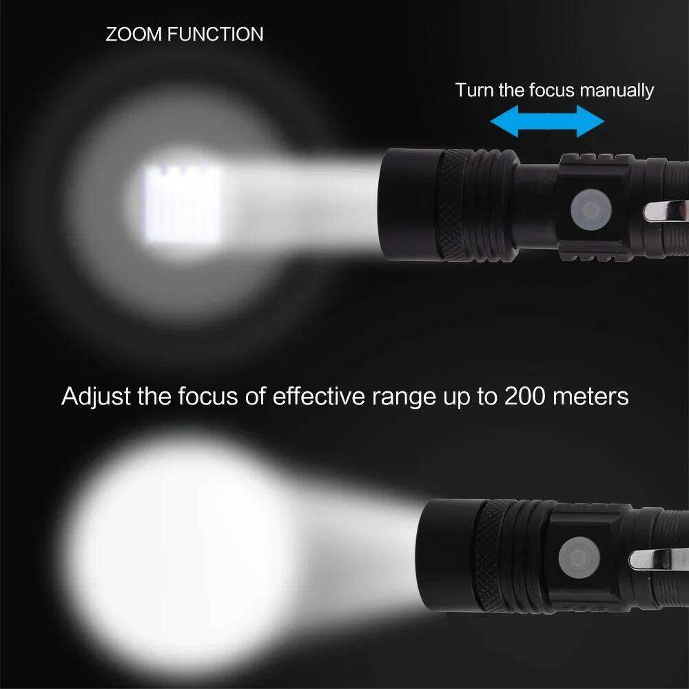 BORUiT C6 1000LM LED Zoomable Flashlight Mirco USB Rechargeable Torch Waterproof Camping Fishing Emergency Lantern Z260301