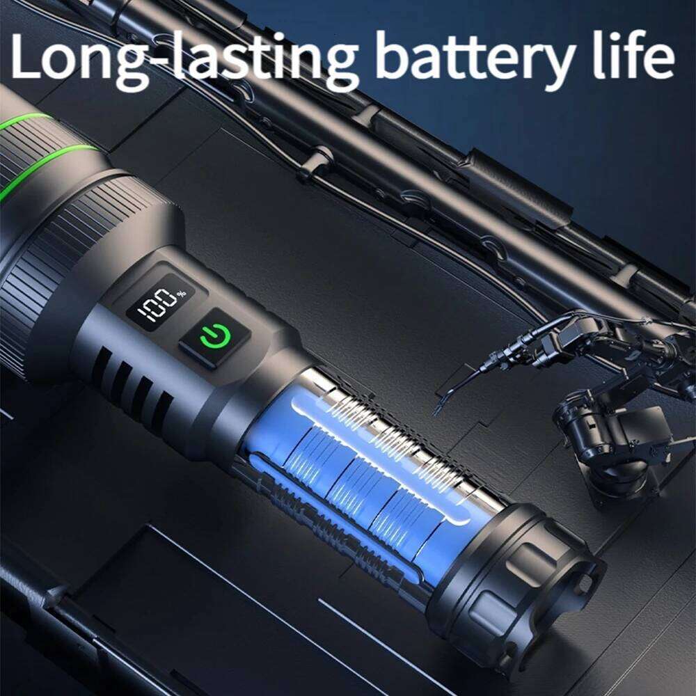 High Power Tactical Torch Most Powerful LED Flashlight Long Shot Zoomable Lantern For Camping Outdoor Built-in 26650 Battery Z260301