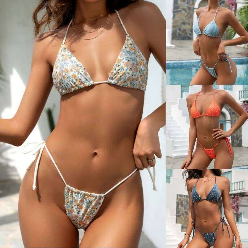 Sparkling Set Strap Split Swimsuit Brazil Bikini Women Push Up Bathing Suits Bandage Beachwear Thong Swim Z260301
