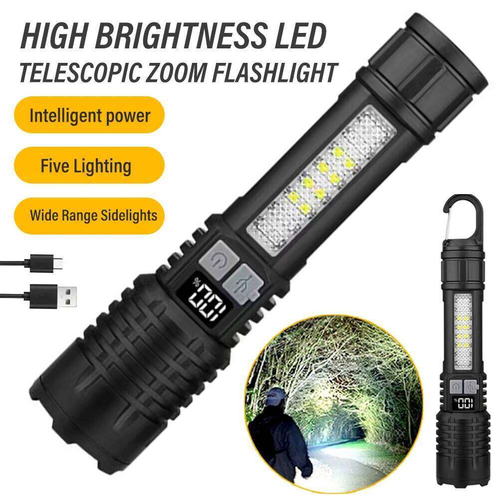 C5 Five Lighting Modes Rechargeable LED Hands-Free Portable Flashlight with Telescopic Zoom and Power Indicator Light Z260301