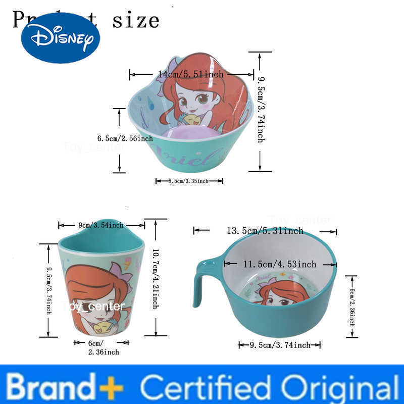 Disney 1pc cartoon mermaid Ariel melamine tableware Plate Bowl Cup Family Dinner Birthday gift Beautiful durable tableware H260302