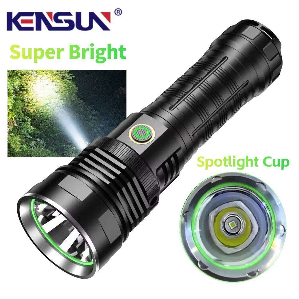 Super Bright SFT40 LED Flashlight USB Rechargeable Strong Light Fixed Focus Tactical Torch Waterproof Lamp Outdoor Camping Z260301