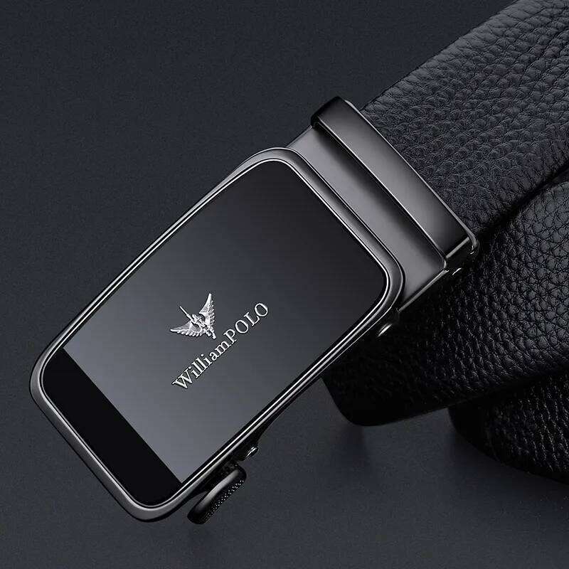 Men's genuine leather with automatic buckle business pants belt, fashionable and simple belt S260228