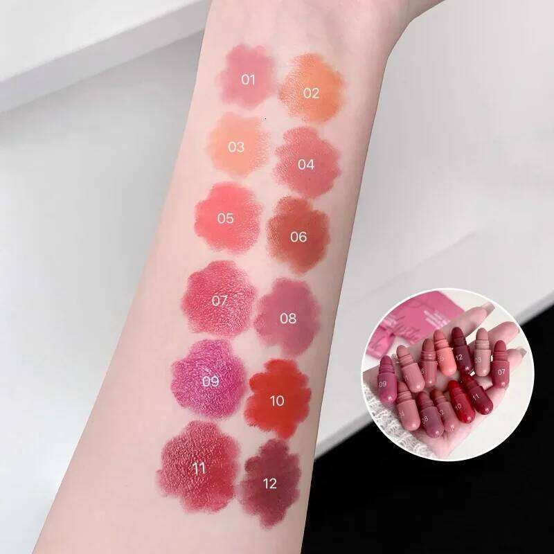 Velvet Matte Lipstick Set 12 Pieces Mini Capsule Long Lasting Waterproof Portable Solid Lip Gloss Rich Pigment H260302