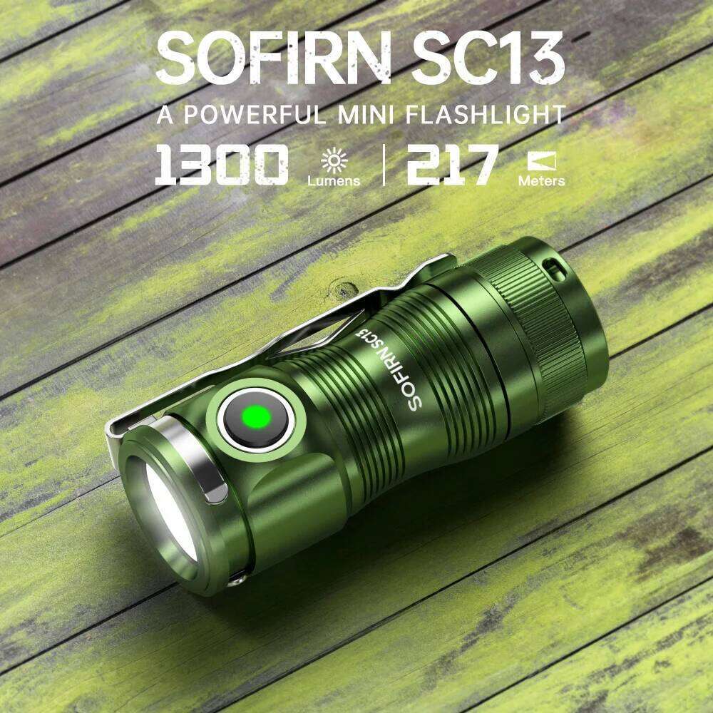 Sofirn SC13 Black Green SST40 LED 1300lm Mini Tactical 18350 Flashlight 6000K Keychain Emergency Torch Z260301