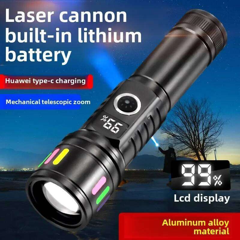 2025 Newest Aluminum Alloy Multifunctional White Laser Flashlight,USB-C Rechargeable,Telescopic Zoom, Built-in Battery, camping Z260301