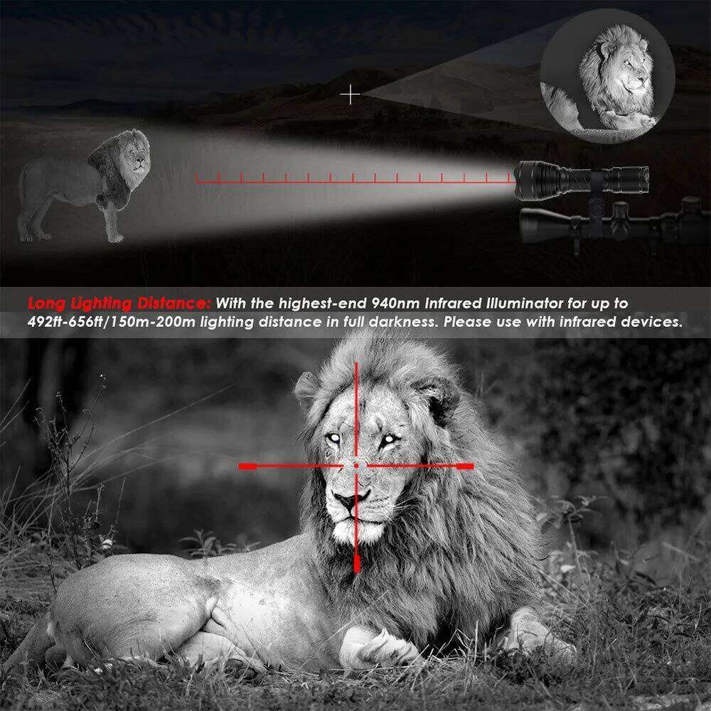 Linterna IR T21 200 yardas enfoque con zoom, 7 vatios, 850nm-940nm, lmpara LED radiacin infrarroja, antorcha de visi Z260301