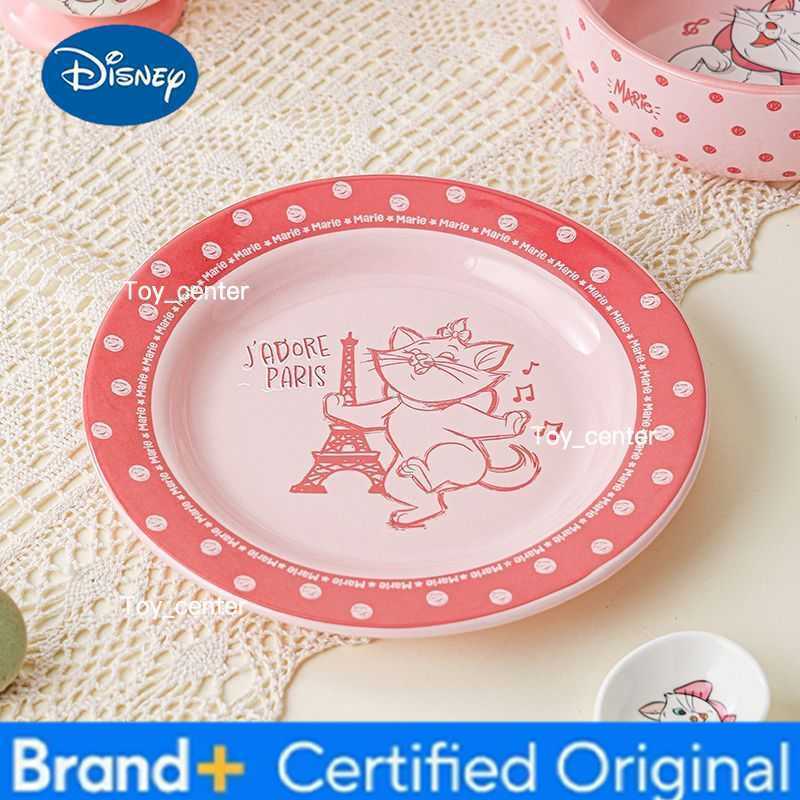 Disney cute cartoon marie cat ceramic rice bowl water cup plate household tableware set pink girl one-person food set soup bowl H260302
