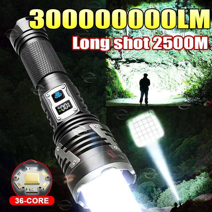 30000000LM Ultra Powerful Flashlight Rechargeable XHP360 LED Flashlights Super Bright 2500M Torch Light Fishing Hunting Lantern Z260301