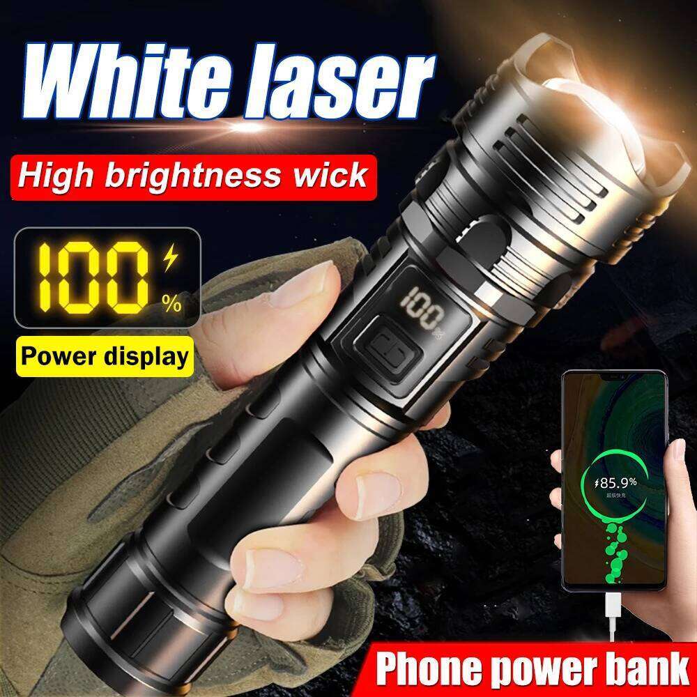 Powerful Laser Led Flashlights 5000LM Ultra Bright Tactical Emergency Spotlights Telescopic Zoom Light Built-in Battery Z260301