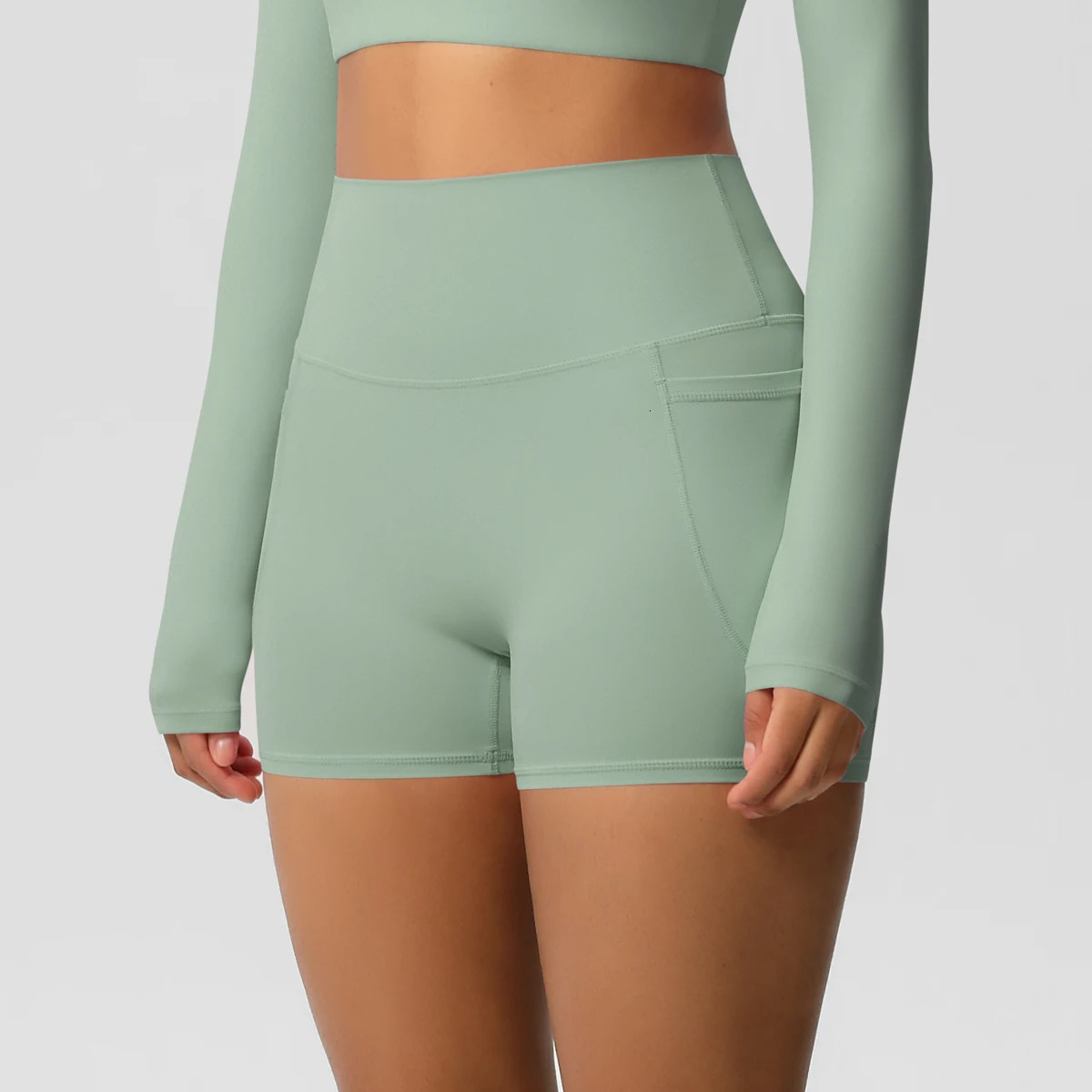 Women Sports Short With PocketedYoga Legging Shorts Squat Proof High Waist Fitness Tight Quick Drying Cycling Workout Gym 260302 - view 6