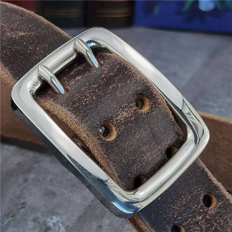 3.8CM Double Pin Stainless Steel Buckle Thick Men Luxury Ceinture Men's Leather Belt Wide SBT0017 S260228
