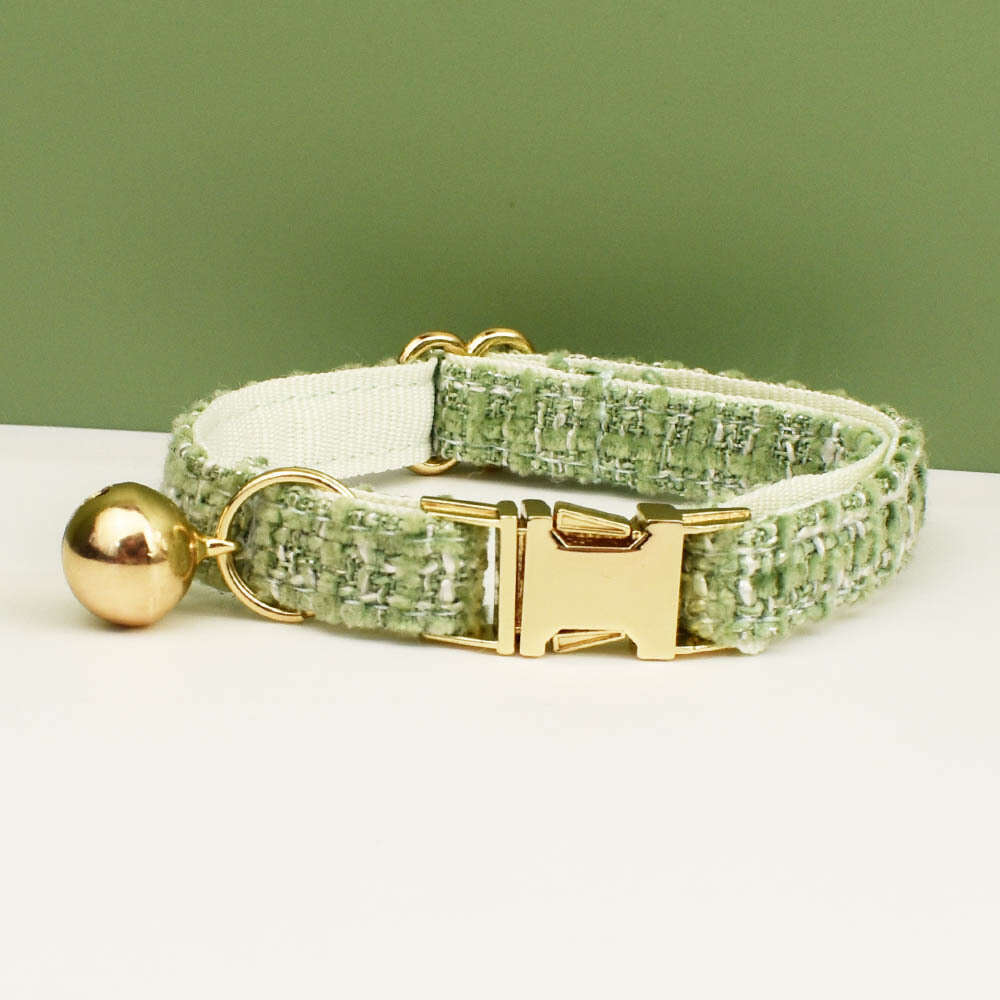 Pet Dog Collar Dog Clothes Luxury Tweed Pet Collar with Bell Adjustable Safety Buckle Multi Color Cat Dog Collar Wholesale