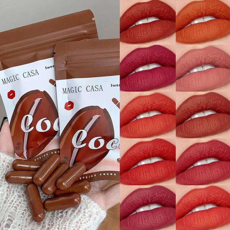 10-Color Capsule Lipstick Set Featuring Naturally Long-Lasting Mini Matte Lipsticks And Lip Gloss,Long-lasting makeup H260302