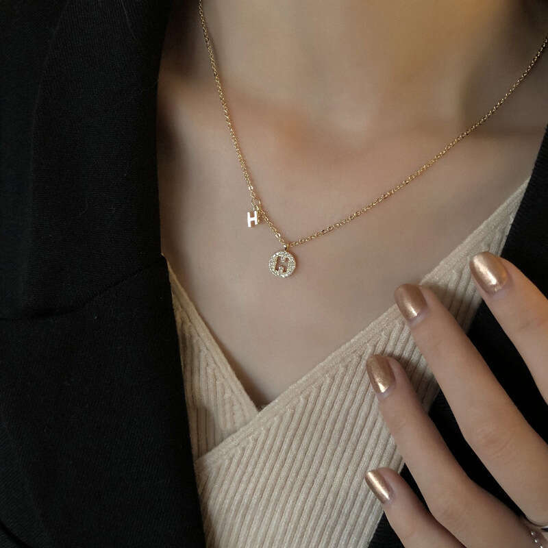 H Letter Necklace With English Collarbone Chain Women Trendy Korean Version Chain