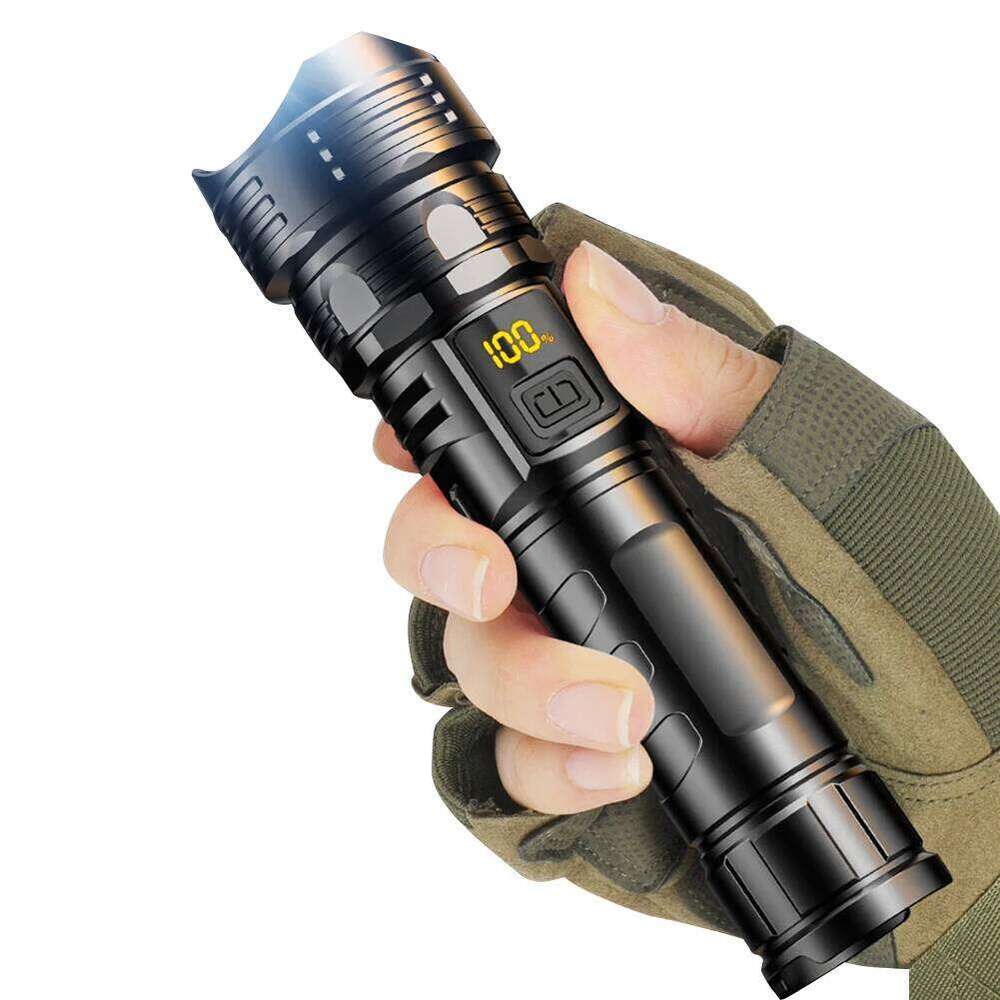 10W Telescopic Focus Torch USB Charging High Display Handheld LED Flashlight Waterproof for Power Outages Z260301
