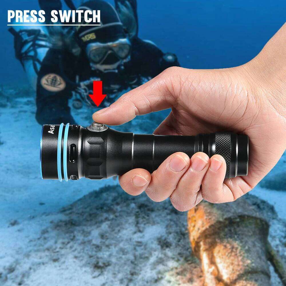 Asafee DT100 SFT40 LED Diving Flashlight 2000LM Power Light 50M Underwater IPX8 Waterproof Dive Spearfishing Lamp Scuba Torch Z260301