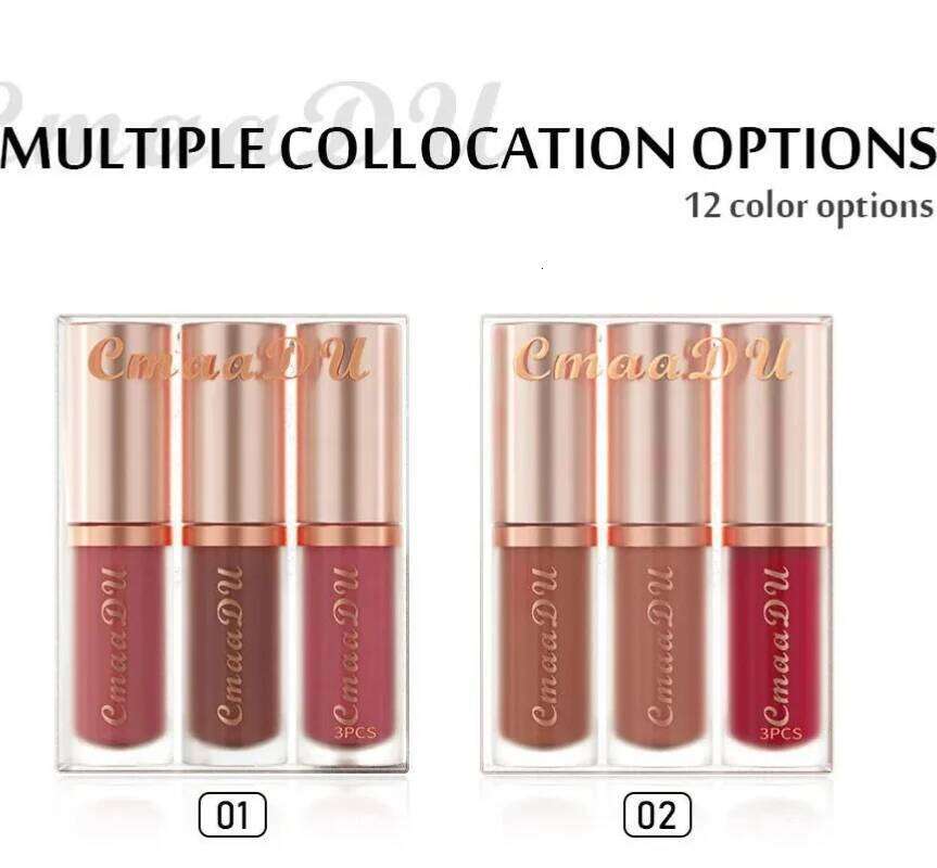 CmaaDu New 4 Color Velvet Matte Lipcolor Set Waterproof Long-wear Liquid Lipstick Lip Gloss Daily Makeup Women Cosmetic H260302