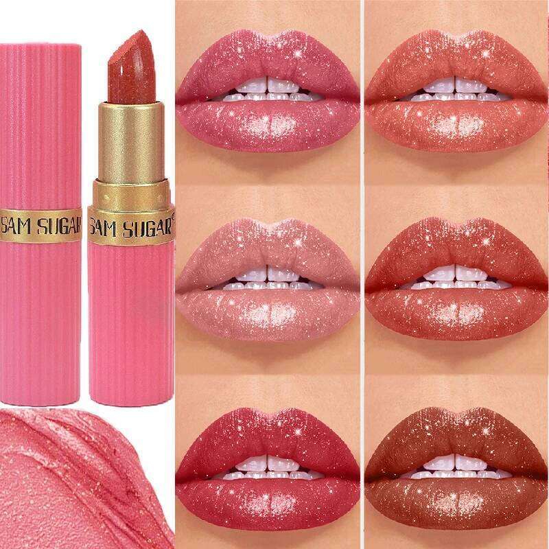 Diamond Shiny Velvet Matte Lipstick Glitter Shimmer Pearlescent Sexy Red Tint Non-Stick Lip Stick High Pigment Lips Cosmetic H260302