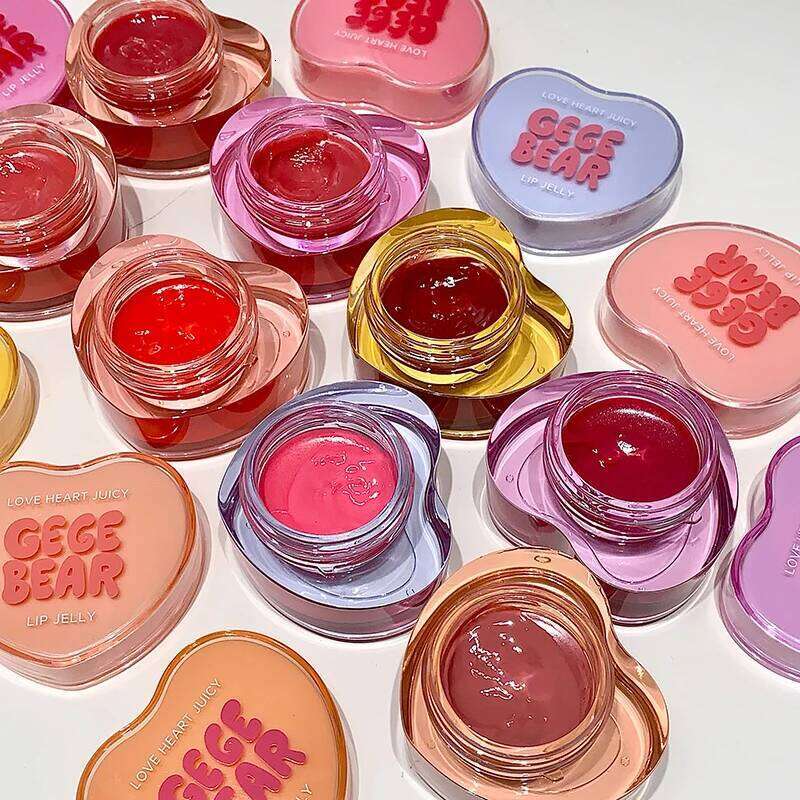 Gege Bear Loveheart Jelly Moisturizing Jam Gloss Honey Brightening Mirror Non Sticky Lip Glaze H260302