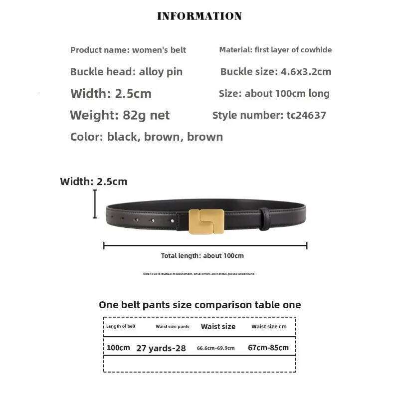Women's Korean Style Genuine Leather Cummerbunds Female Dress Corsets Waistband Belts with Gold Buckle Decoration Narrow Belt S260228