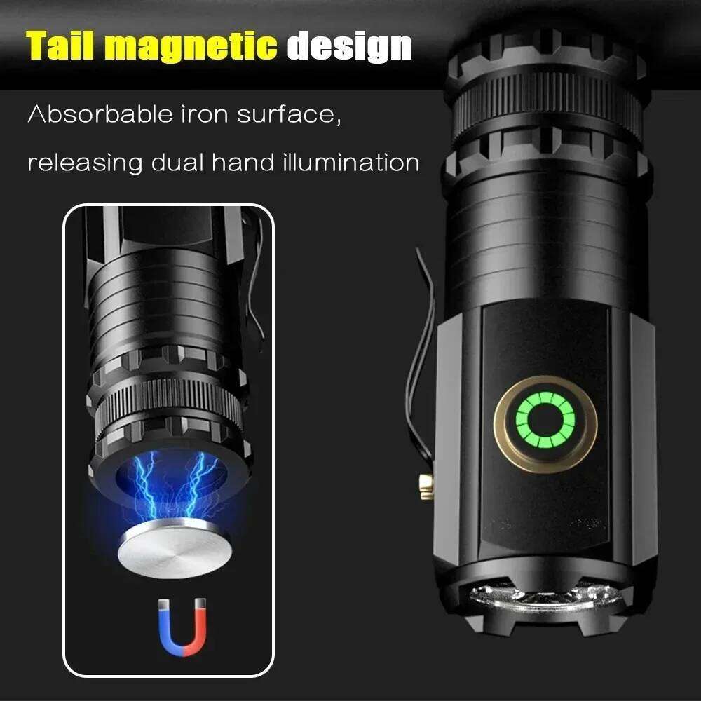 MIni Powerful LED Flashlight 2000LM 3LED Ultra Strong Light 18350 Built-in Battery USB Rechargeable With Magnet Portable Torch Z260301