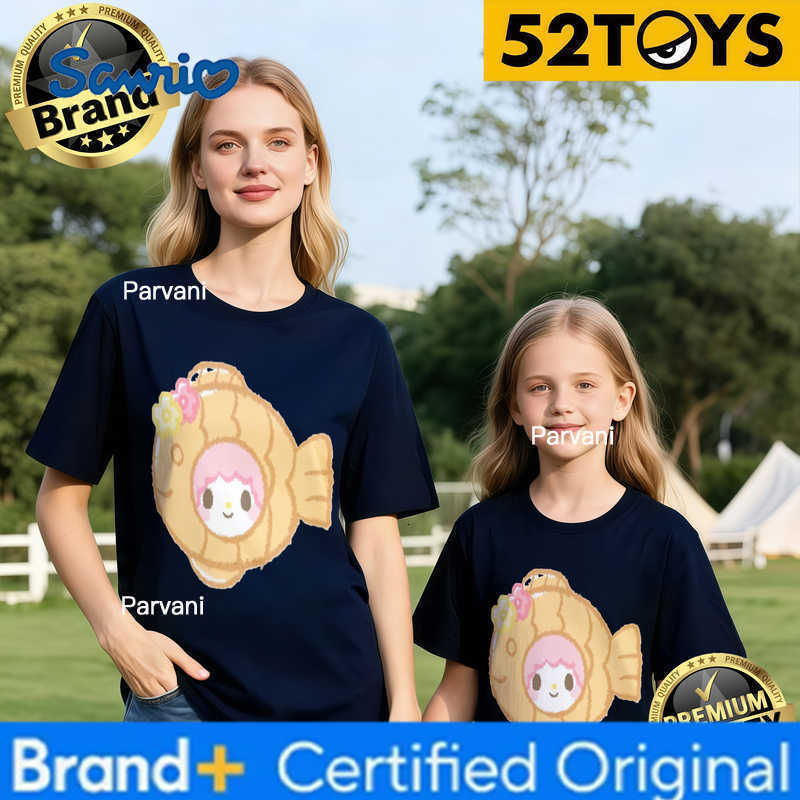 Sanrio 2026 Autumn-Winter Trending My Melody Fish Costume Print 100 Cotton Parent-Child T-Shirts High Quality Loose Casual Fashion H260302