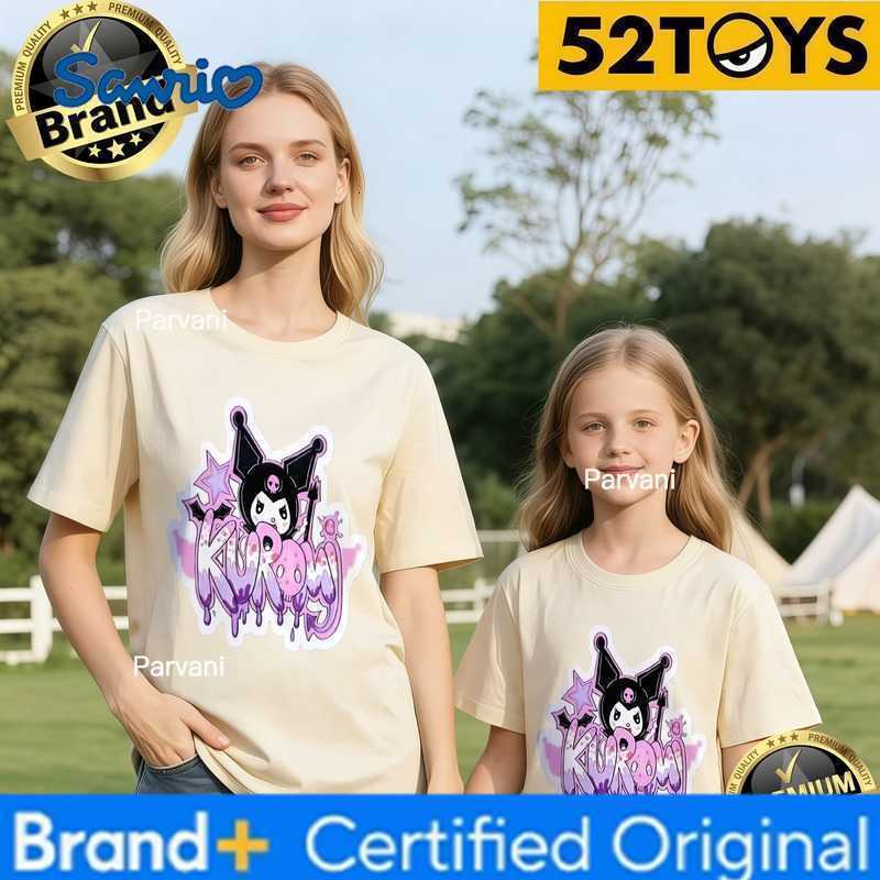 Sanrio 2026 Summer Family Outing Kuromi Graffiti Print 100 Cotton Parent-Child T-shirts Unisex Family Matching Tees Single Piece3Pcs H260302