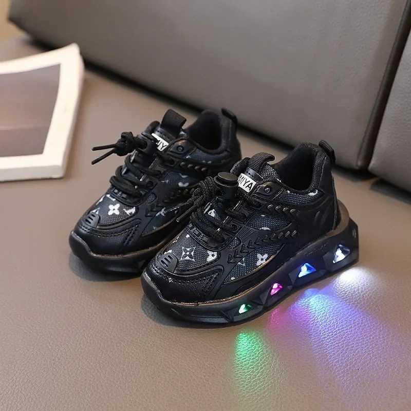 Kids Fashion Luminous Shoes Leather Mesh Lightweight Comfortable Casual Shoes for InfantsT260302