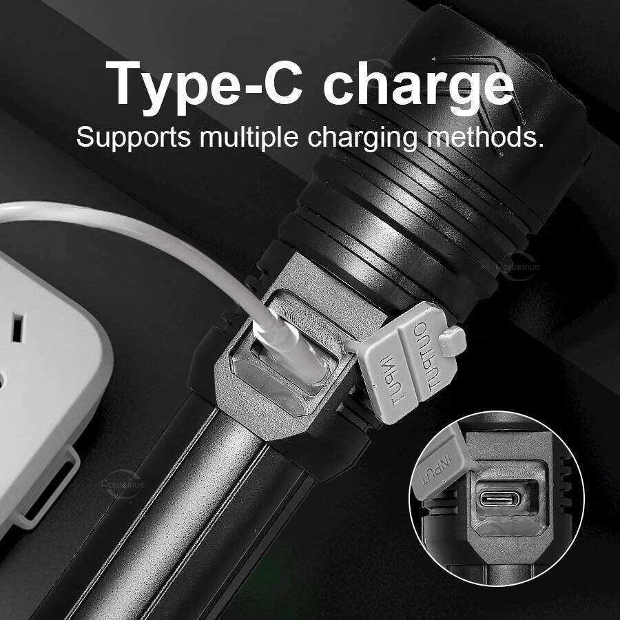 1009000LM High Power Rechargeable Led Flashlight 8000mAh Tactical Torch With Display Lights Camping Fishing Emergency Zoom Lamps Z260301