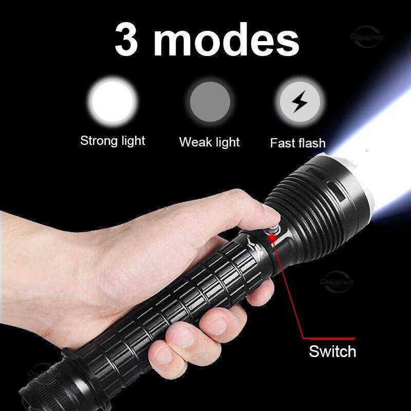 2026 Powerful LED Diving Flashlight Bright Rechargeable 2*18650/26650 Battery Torch Lights Camping Fishing Underwater Lantern Z260301