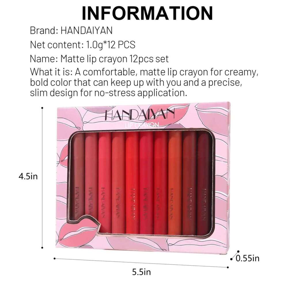 12 Colors Matte Lipstick Set Long Lasting Hydrating Lip Liner Crayon Kit Non Sticky Lightweight Professional Cosmetic H260302