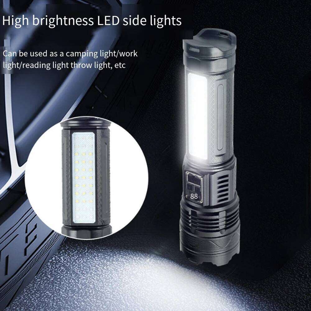 100000LM Super Bright Tactical LED Flashlight Type-c Rechargeable 6000M Long Range Waterproof Torch for Fishing Hunting Camping Z260301