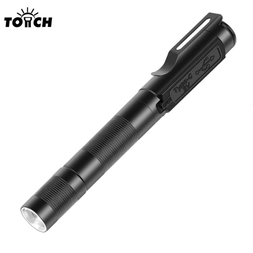 USB Rechargeable Mini Flashlights Clip Pocket Medical Penlight Waterproof Zoomable LED Torch Light Z260301