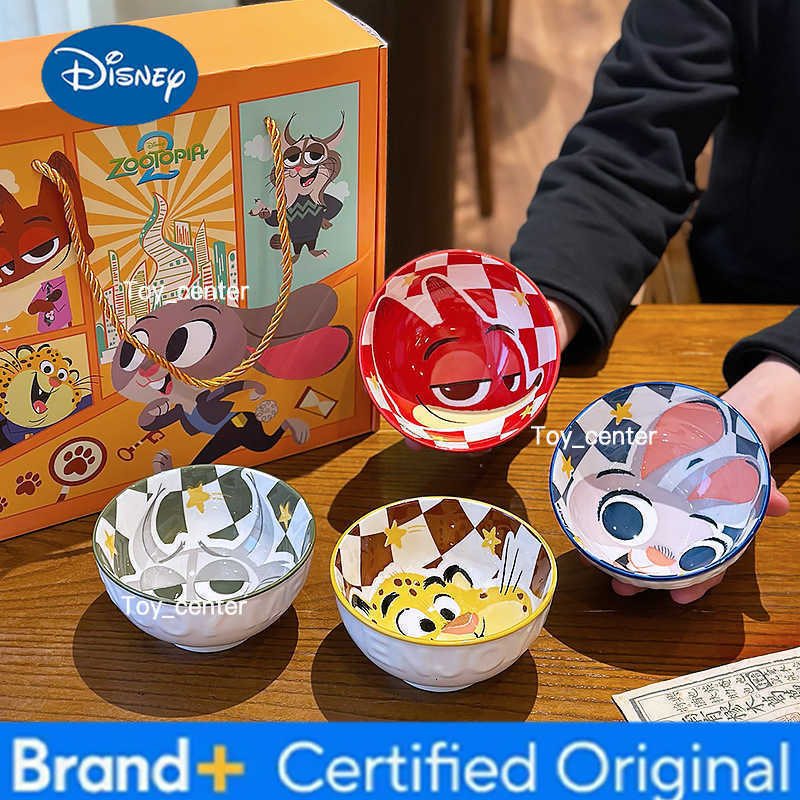 Disney Zootopia Cute Cartoon Animal 4 Pieces Ceramic Bowl Set Gift Boxed Creative Tableware Dessert Bowl For Home Kitchen H260302