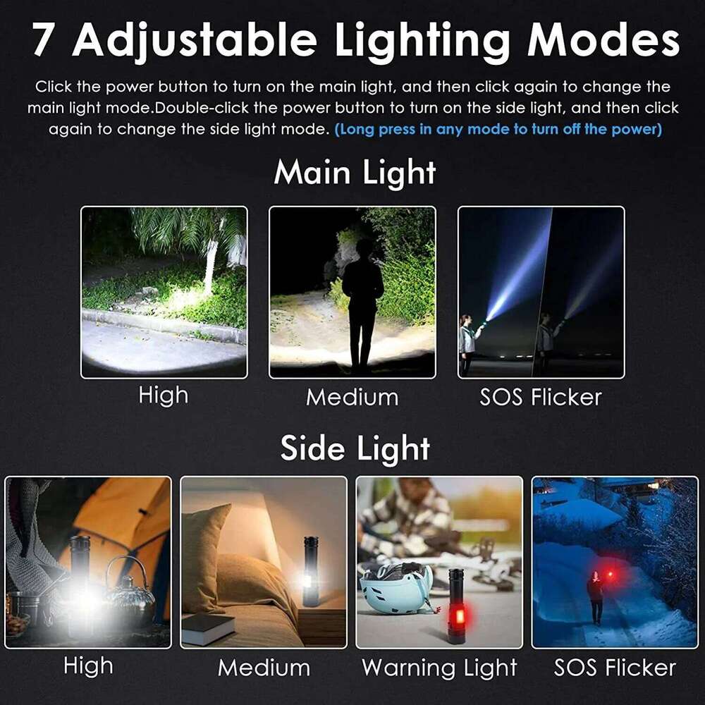 2/4/6PCS 30000000LM Long Range LED Flashlight High Power Tactical Flash Light Torch Outdoor Waterproof Camping Lantern Z260301