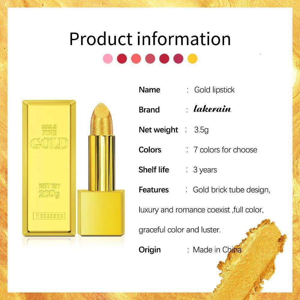 Hallowmas High-pigmented Lipstick Shiny Metallic Matte Velvet Waterproof Long Lasting Sexy Gold Gloss Women Lip Makeup H260302