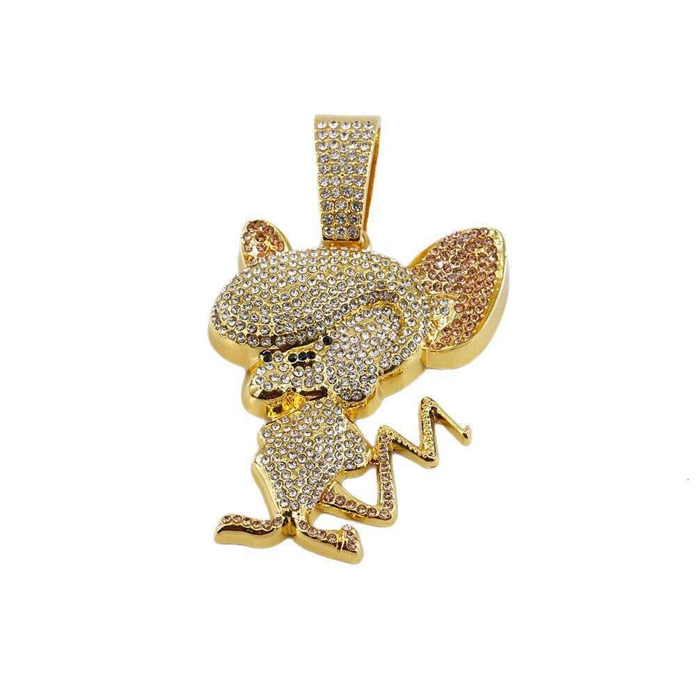 New European And American Style Alloy Cartoon Animal Full Diamond 3D Pendant Necklace Fashion Versatile Men's Accessory