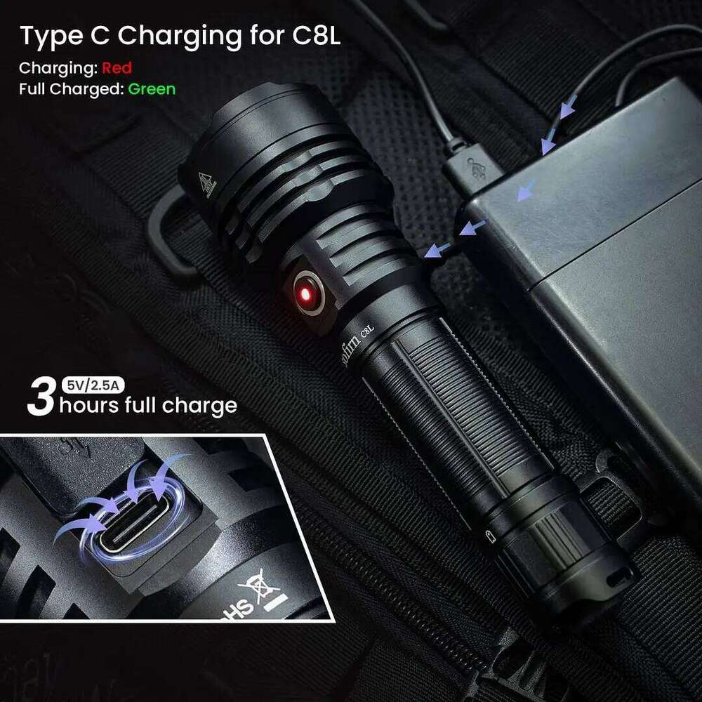 Sofirn-C8L 21700 Flashlight Powerful Tactical 3100lm XHP50D HI LED Torch EDC Type C Rechargeable Hunting Lantern Z260301