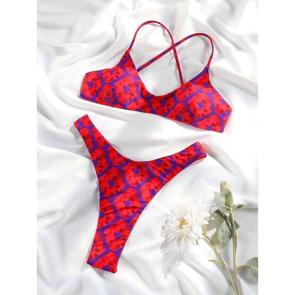 Miyouj Printed Swimwear 2025 Swimsuits Bandage Bikini Sets Summer Bikinis High Cut Biquinis New Beachwear Low Waist Swimsuit Z260301