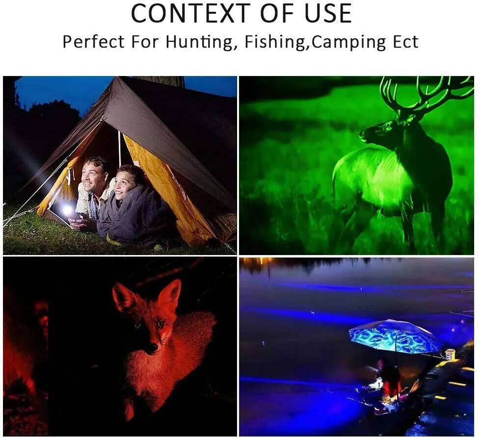 4-In-1 Multicolor LED Flashlight Red Blue Green White Lamp Portable Outdoor Hunting Photography Selfie Hiking High Light Torch Z260301