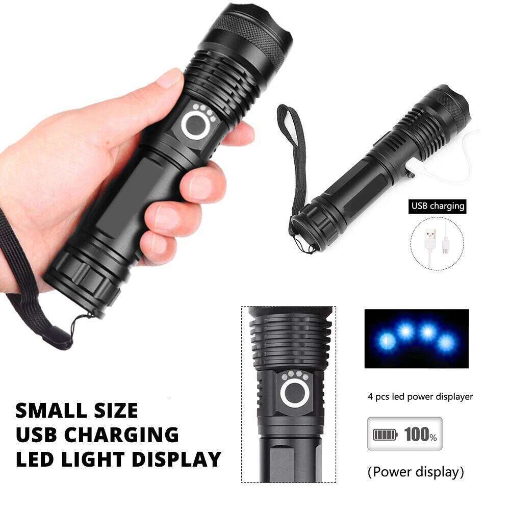 Power P50 LED Flashlight Zoomable 5 Lighting Modes Waterproof Emergency Camping Torch,Use Of High Strength Aluminum Alloy Z260301