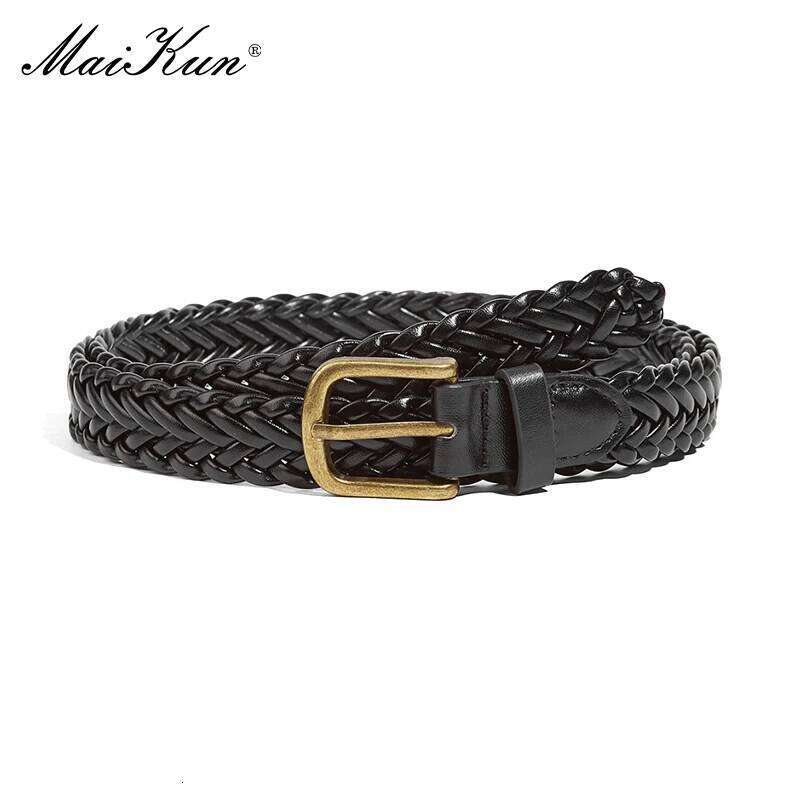 Maikun Women's Braided Gold Alloy Pin Buckle Vintage Personalised High Quality PU Leather Belt S260228