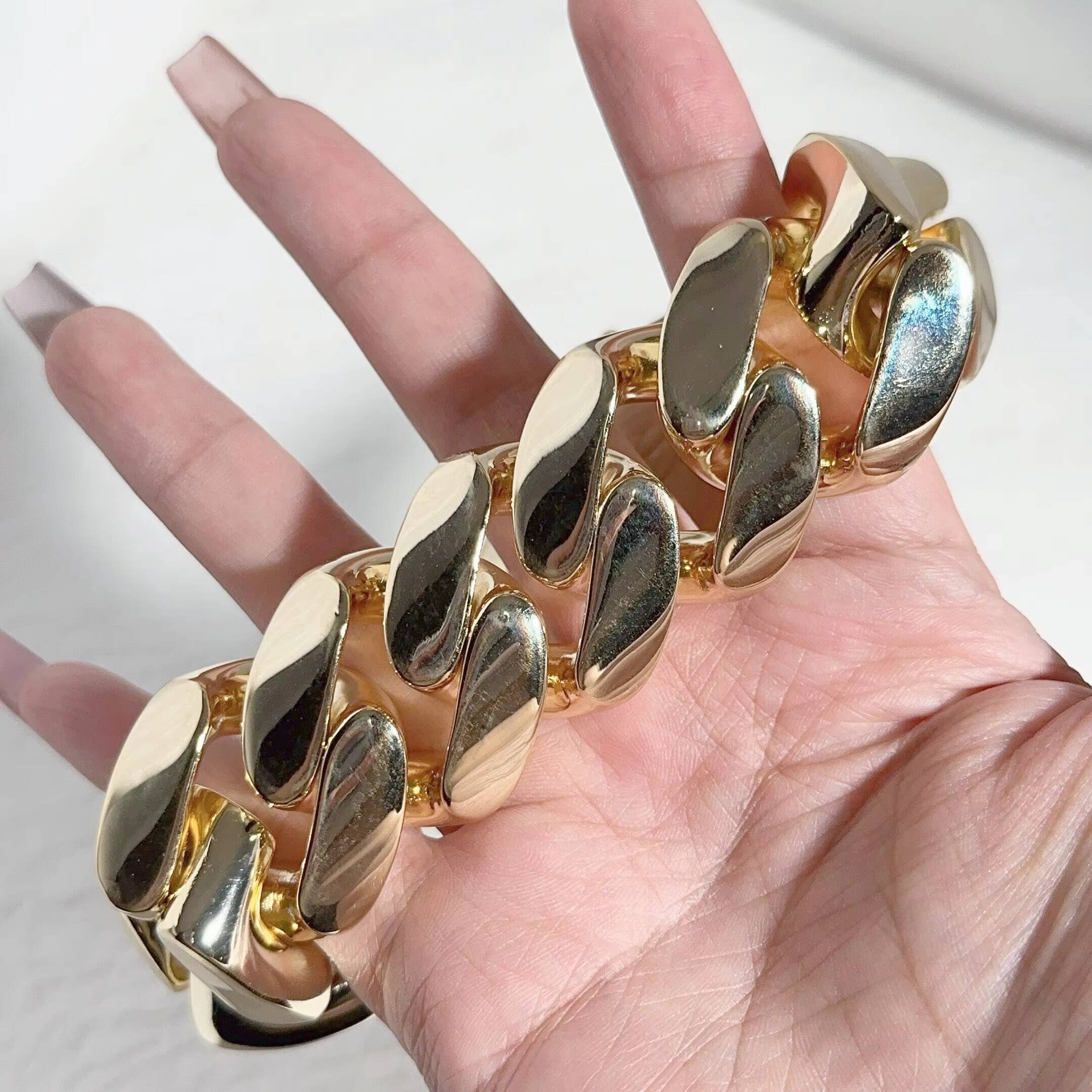 18k Gold Plated 30mm Big Miami Cuban Link Bracelet Fashion Cuban Men Gold Bracelet Brass Hip Hop Jewelry