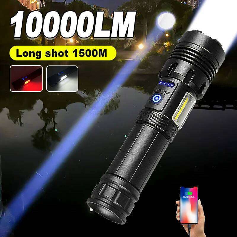 Most Powerful 100W Led Type-c Rechargeable Torch Built-in 5000 Battery Zoom Spotlight Flashlight Super Bright Lantren Z260301